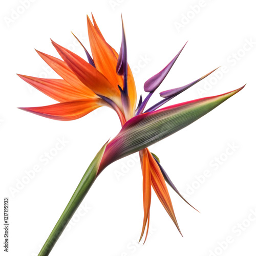 bird of paradise flower, detailed petals, sharp contrast
