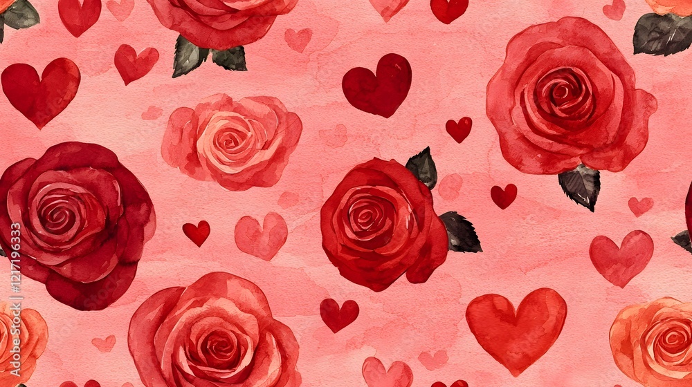 custom made wallpaper toronto digitalElegant Seamless Watercolor Floral Pattern with Hearts and Personalized Quotes for Valentine's Day