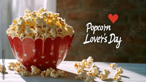 Popcorn Lover's Day Concept. A vibrant bowl of popcorn celebrates Popcorn Lover's Day, highlighting the joy of this classic snack.
