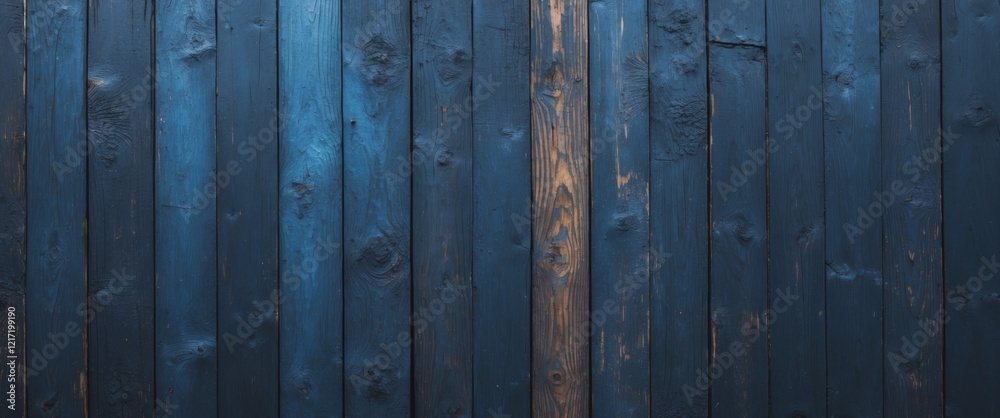 Fototapeta premium Dark Blue Weathered Wooden Planks Background Texture