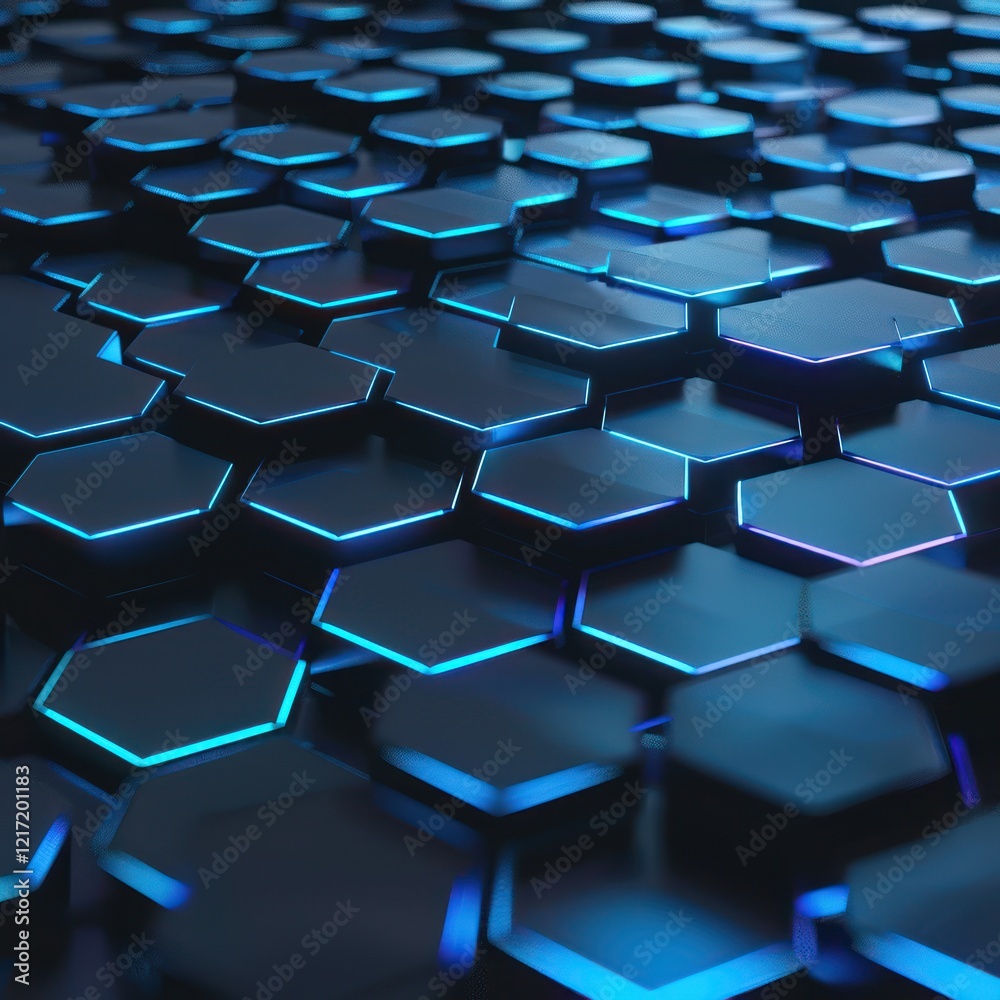 Abstract Hexagon Pattern with Glowing Blue Edges Abstract Hexagon Pattern with Glowing Blue Edges