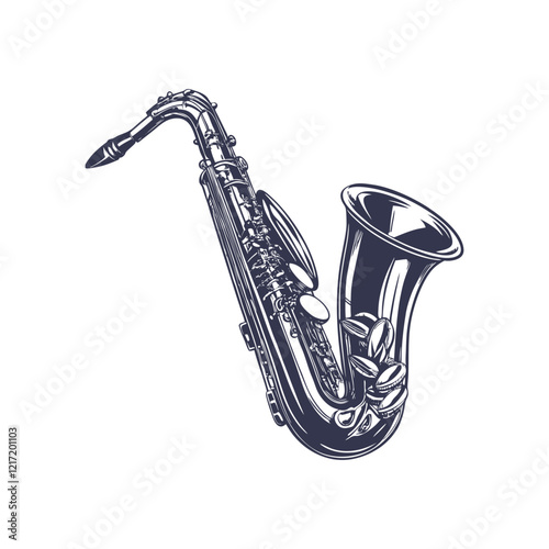 Saxophone Musical Instrument silhouette Design Template Illustration