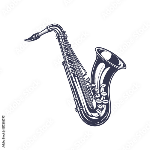 Classic Saxophone: Minimalist Silhouette Illustration for Music Themes