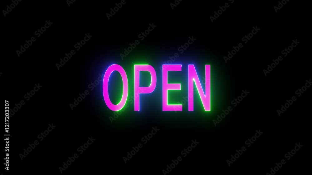neon open text animation. neon open text animation.