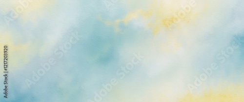 Light Blue Yellow Pastel Watercolor Background Soft Dreamy Texture for Text or Image Peaceful Sky Design