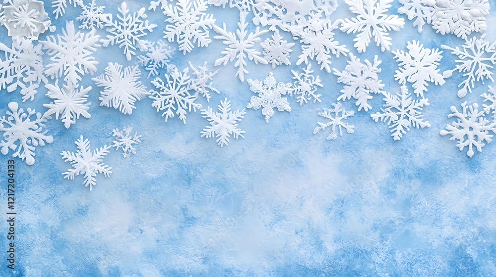 Serene Snowflakes on Pale Blue Background for High-Quality Design Serene Snowflakes on Pale Blue Background for High-Quality Design