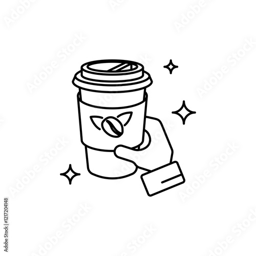 Outline icon of Takeaway Coffee Cup to take away with lid.