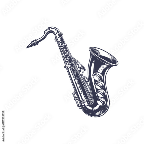 Classic Saxophone: Minimalist Silhouette Illustration for Music Themes