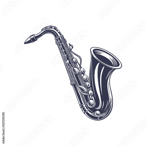 Saxophone Silhouette: Elegant Musical Instrument Design Template