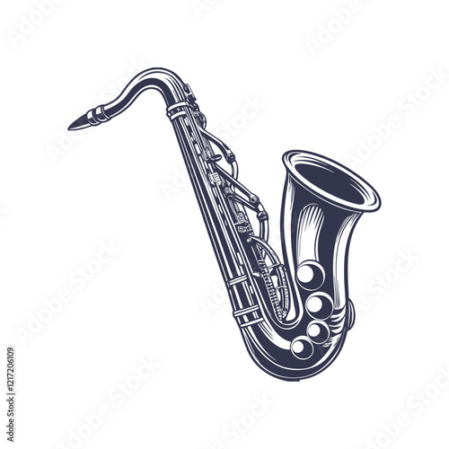 Saxophone Silhouette: Elegant Musical Instrument Design Template