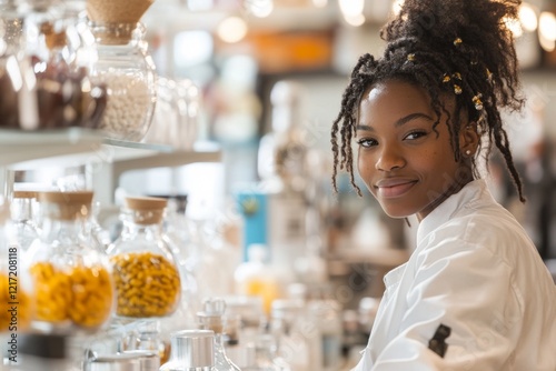 A customer service worker at a counter, leaning on their elbow with a neutral expression as they listen to a lengthy customer complaint