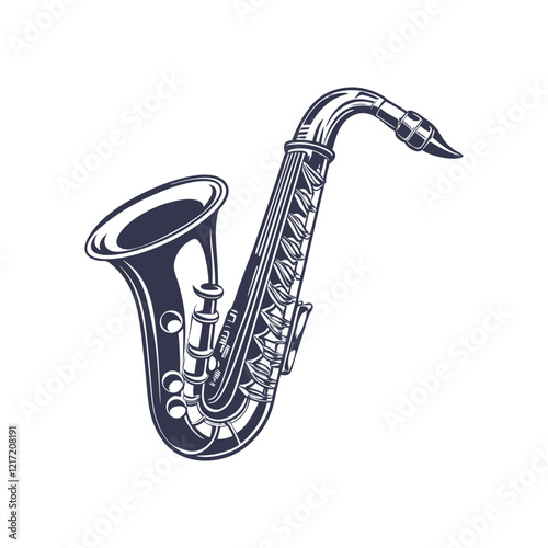 Saxophone Silhouette: Elegant Musical Instrument Design Template