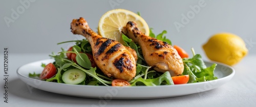 Grilled Chicken Drumsticks with Lemon and Salad - A Flavorful Feast