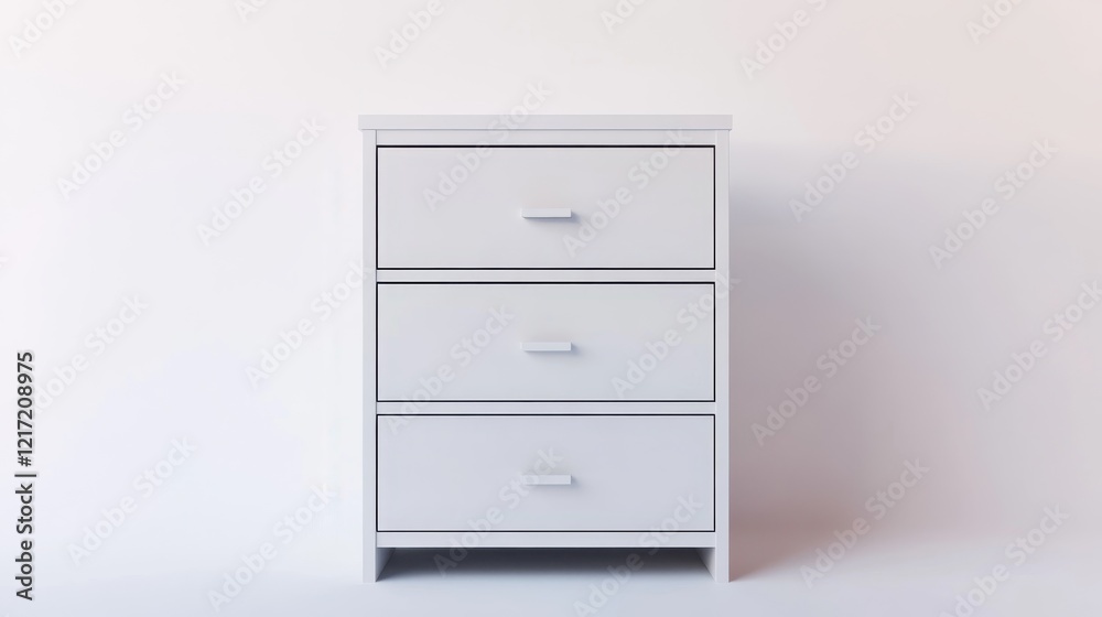 Modern White Nightstand with Three Drawers Modern White Nightstand with Three Drawers