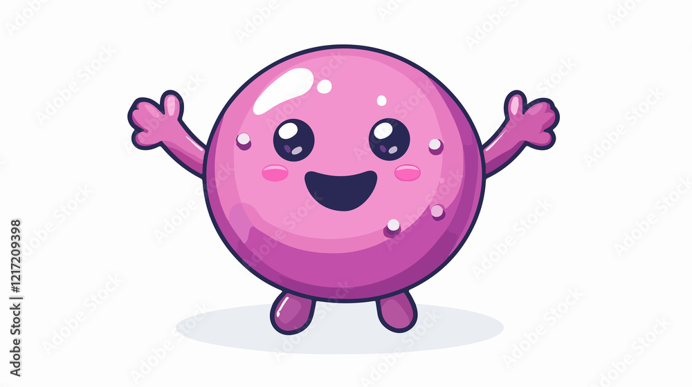Fototapeta premium Cute Happy Kawaii Pin Cushion with Wide Open Arms in Center