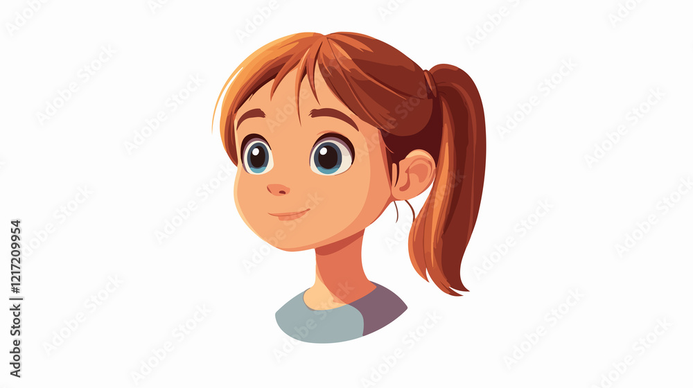Wide Angle Centered Composition of Little Girl Head Character Wide Angle Centered Composition of Little Girl Head Character