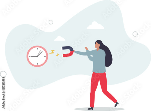 Time management, control business time or work deadline concept..flat characters.