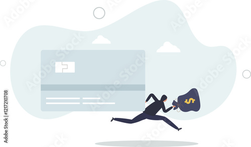 Credit card online hacking, online hacking or financial robbery concept.flat characters.