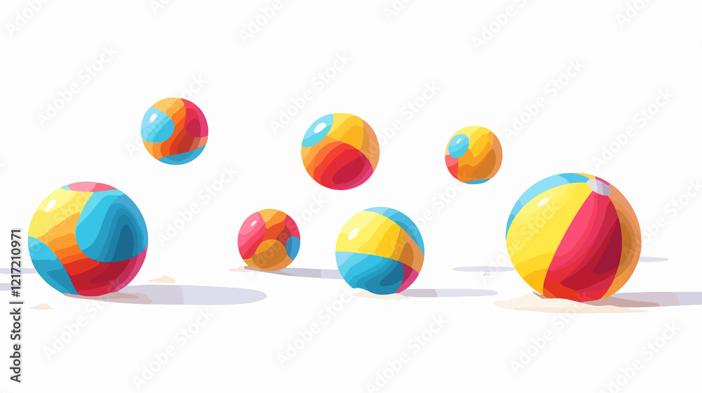 Colorful Plastic Ball Beach Toy on Centered Wide Angle Background Colorful Plastic Ball Beach Toy on Centered Wide Angle Background
