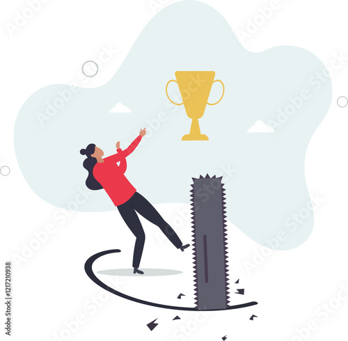 Success trap, problem with career or betrayal in business deal concept.flat characters.