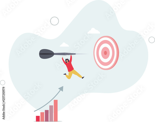 Business target achievement or success and reaching for target and goal concept.flat characters.