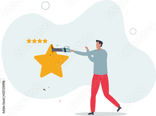 Investment rating downgrade, credit score of mortgage or bond or corporate loan concept.flat characters.