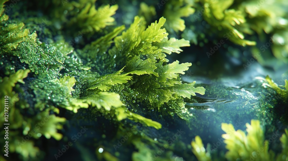 A vibrant, microscopic close-up of green microorganisms, A vibrant, microscopic close-up of green microorganisms,