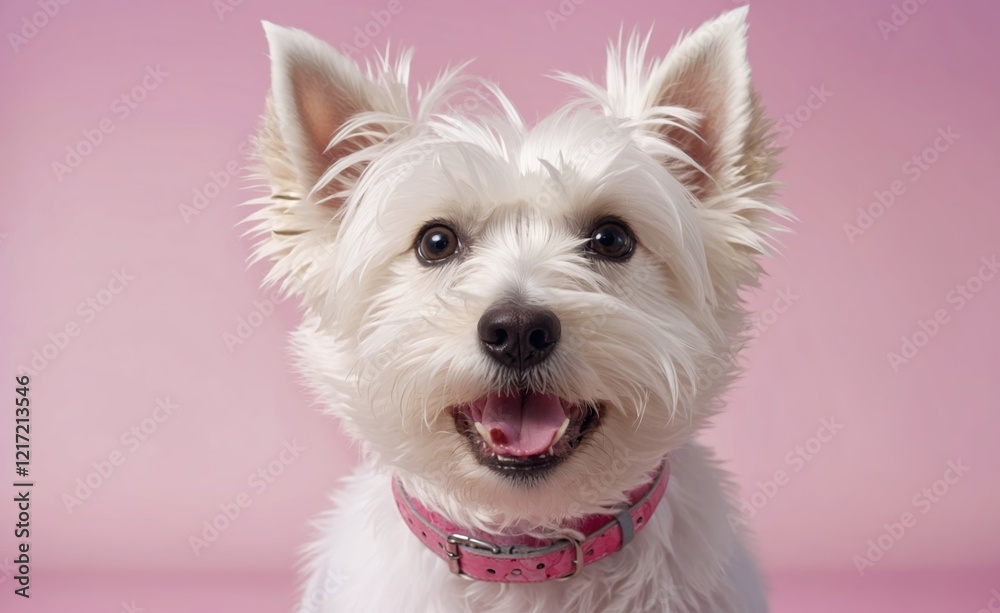 Perro blanco feliz. aislado sobre fondo liso Perro blanco feliz. aislado sobre fondo liso
