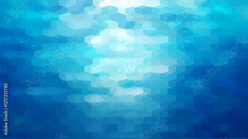  Blue aqua water sea background template. Underwater abstract geometric view ripple wave shining light ocean vector banner