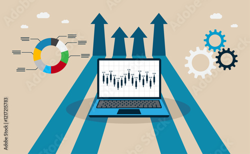 Represents the power of data-driven decision making and strategic planning in driving growth and progress. It emphasizes the importance of technology and teamwork in achieving success.