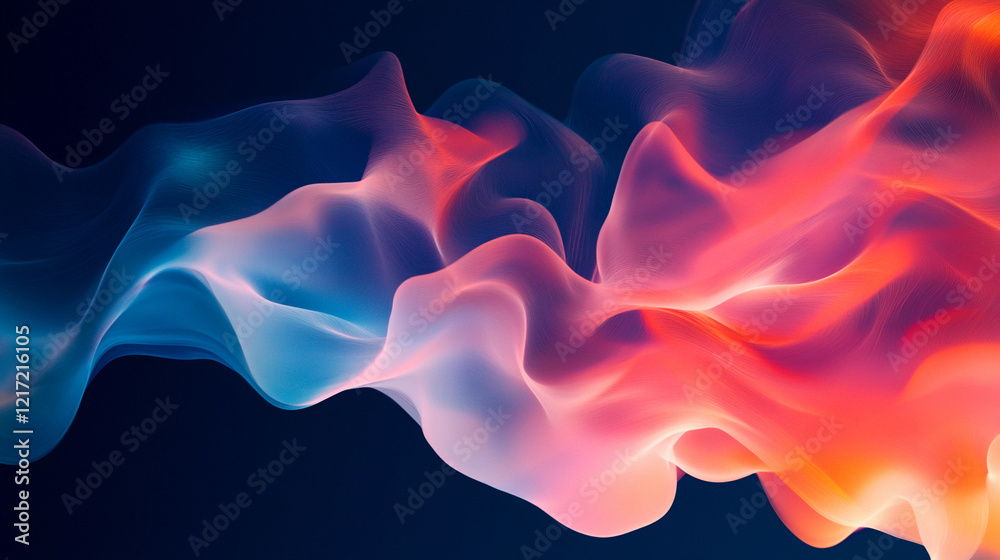 Obraz premium Abstract graphic web UI UX design with flowing shapes in vibrant colors and a dark background creating a dynamic visual experience for digital interfaces. Generative AI