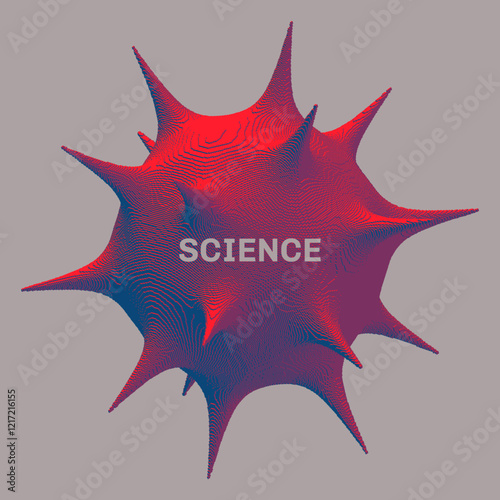 Virus particle. Pathogen organism. Deformed sphere. Background for medicine, science or technology. Voxel art. 3D vector illustration for banner, flyer, brochure, booklet, presentation or cover. 