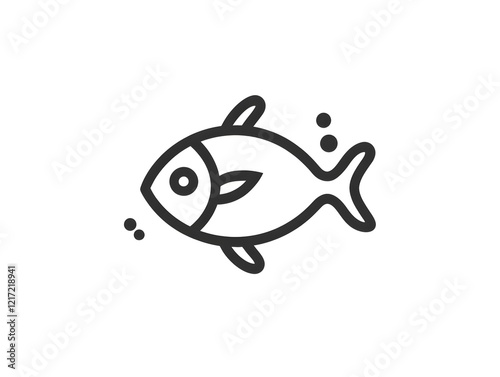 Simple Black Fish Aquatic marine life icon symbol photo