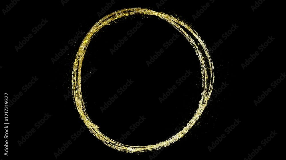 Golden Glitter Circle Frame Animated on Black Background Golden Glitter Circle Frame Animated on Black Background