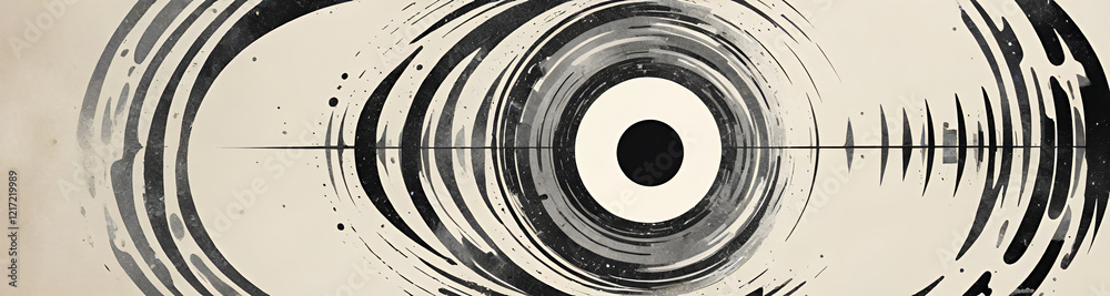 illustrazione sfondo con elementi astratti e motivi geometrici a tema surreale