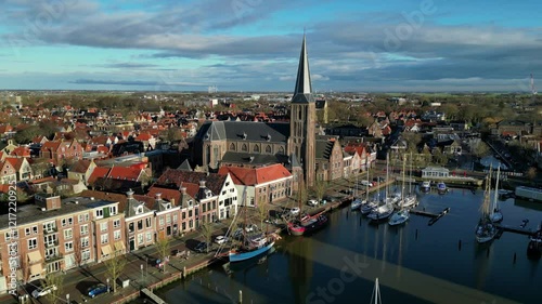 Aerial view of the city of Harlingen, The Netherlands photo