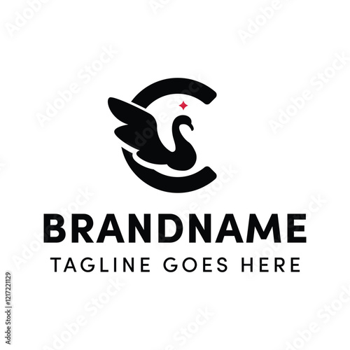 Letter C Swan Logo, for brands in fashion, beauty, wellness, or luxury goods