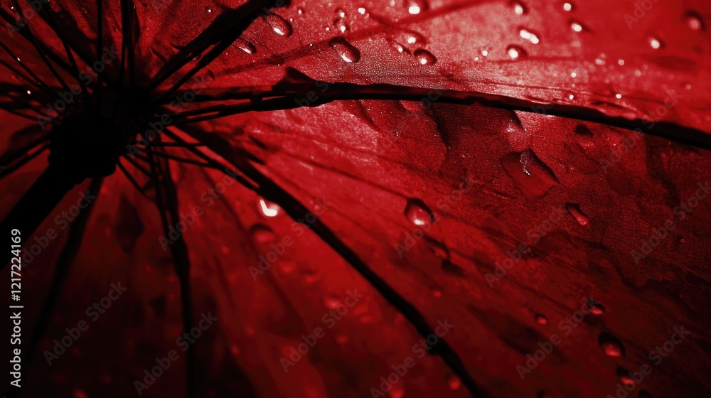 Fototapeta premium Water droplet covered red umbrella