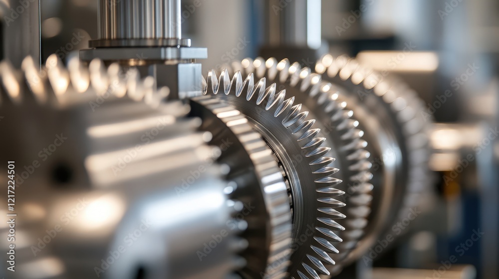 Close-up Detailed View of Precision Engineered Metal Gears, Highlighting Intricate Design and Manufacturing Precision in Industrial Machinery Close-up Detailed View of Precision Engineered Metal Gears, Highlighting Intricate Design and Manufacturing Precision in Industrial Machinery