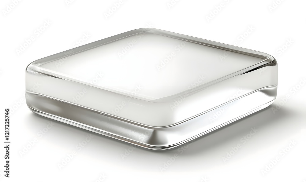 Square glass paperweight, studio shot, white background, display Square glass paperweight, studio shot, white background, display