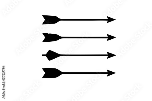 black bow arrow icon set vector