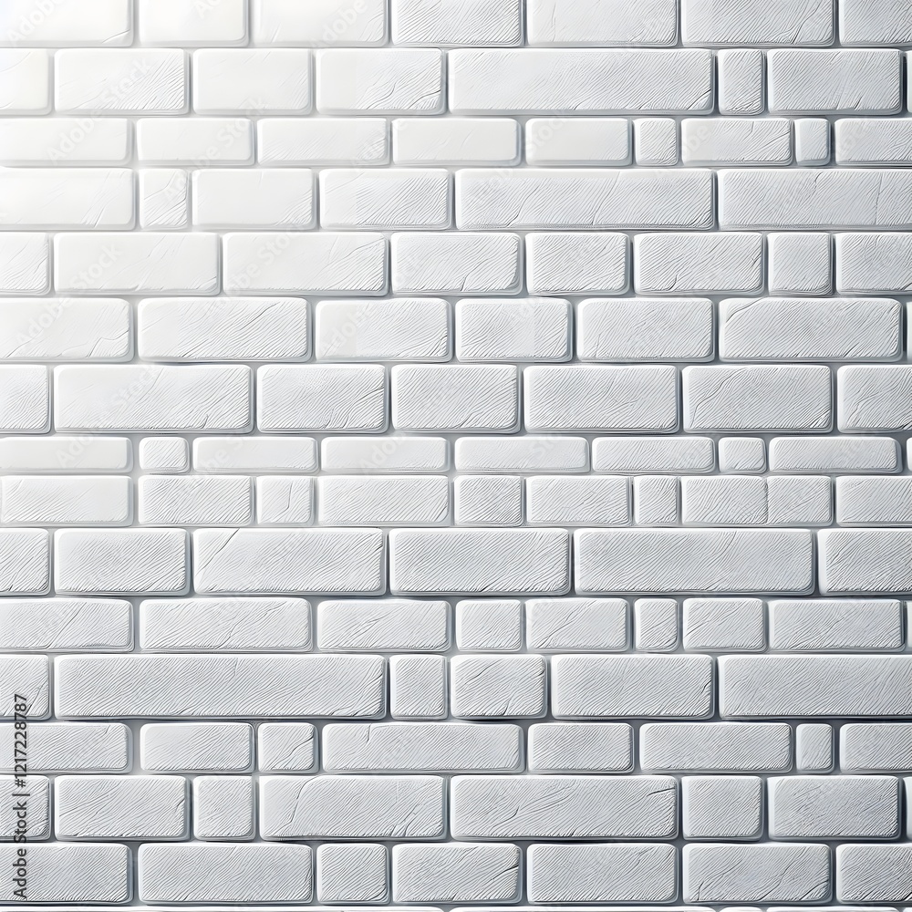 Fototapeta premium Seamless white brick wall texture, realistic 3D design, modern tile pattern, minimalistic architecture background, decorative white brickwork, clean geometric surface for interior design projects