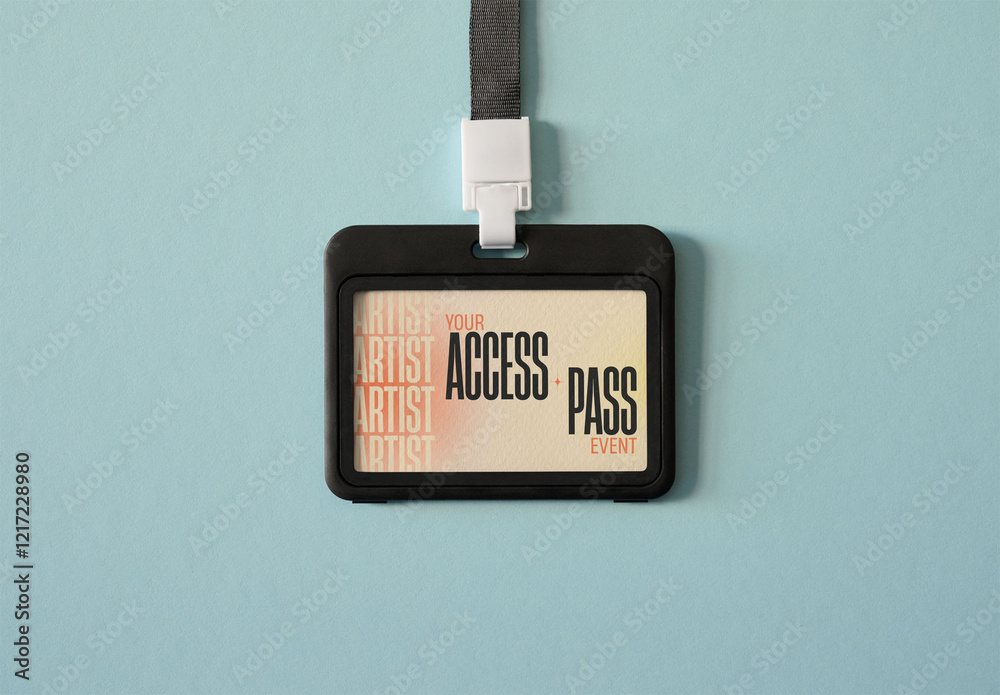 Mockup of Customizable Horizontal Access Pass Card Ready for Design ...