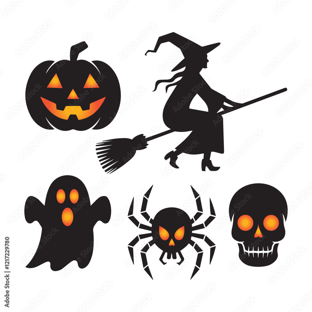 Fototapeta premium Halloween design elements set vector