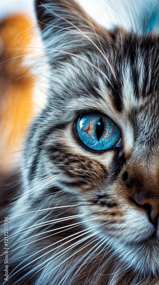 Obraz premium Close-up photo of cat's eye, retina visible