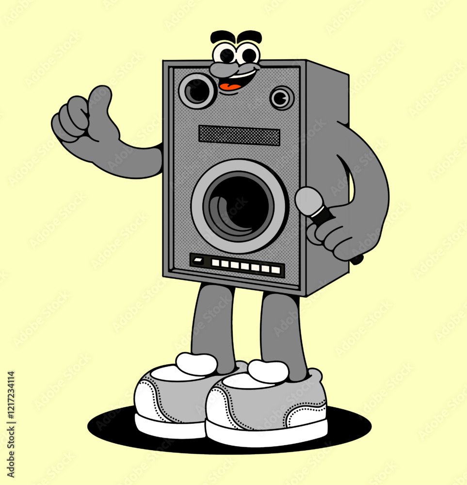 Fototapeta premium vector music character with sound system mascot aesthetic