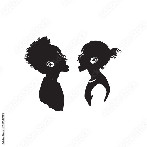 Two joyful Black children singing or shouting with exuberance.