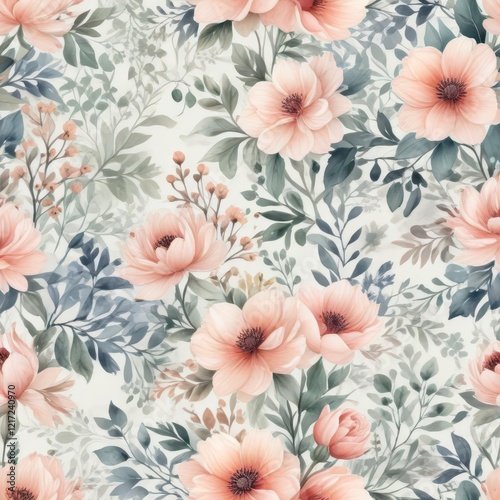 Wallpaper Mural Delicate watercolor floral vector pattern featuring intricate floral details and subtle color gradations,  nature,  abstract, watercolor Torontodigital.ca