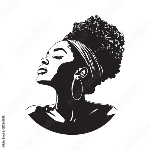 Portrait of a confident Black woman with natural hair, exuding elegance and strength.