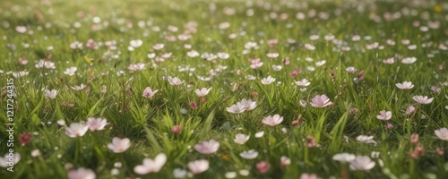 Wallpaper Mural Delicate flower petals scattered on a soft, grassy field, flowers,  floral Torontodigital.ca